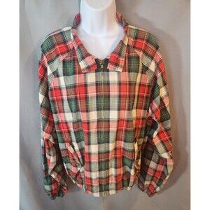 Polo Ralph Lauren Jacket Women Lightweight Full Zip L Plaid